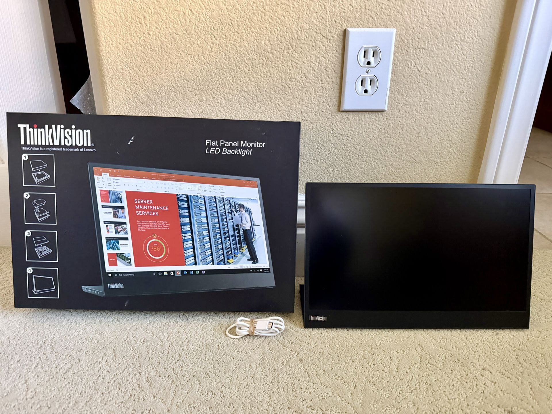 Lenovo ThinkVision M14 14" D18140FX0 LED 60Hz Flat Panel Monitor