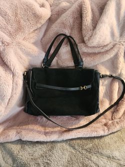 HALSTON BLACK SUEDE.&.LEATHER.PURSE