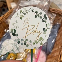 Greenery Oh Baby Cup cake Topper 