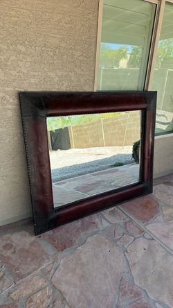 Large Wall Mirror With A Leather Style Studded Frame