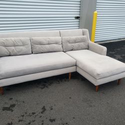 West Elm Crosby Two Piece Sectional . Silver / Gray Color
