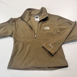 The north face fleece half zip olive green boys XS long sleeve playwear