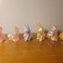 Set of 6 Small 2.75" Frosted Vinyl Bunny Figurines
