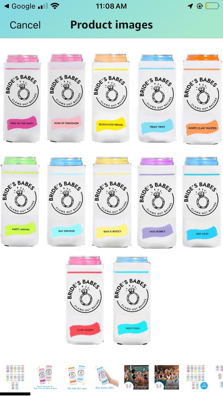 Bachelorette Party Can Cooler Holder [12 Pack], Bridesmaid Can Sleeve Set