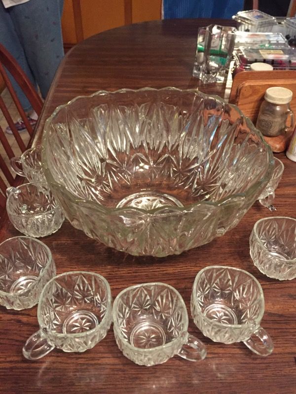 13 piece crystal punch bowl set