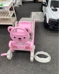 New 5 in 1 Toddler Slide Rocking Toy Rocking Horse Playset with Slide Basketball Hoop Ring Toss G