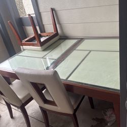 Glass And Wood Dining room table 