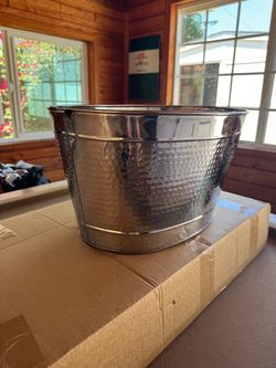 Large Hammered Stainless Steel Beverage Tub