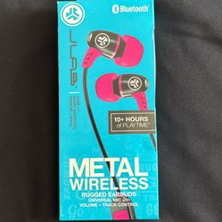 JLab Metal Wireless Rugged Earbuds | Bluetooth 10+ hr Playtime Pink/Black