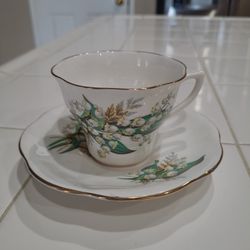 Tea Cup and Saucer Teacup Lily of the Valley Fine Bone China England Teacup Set