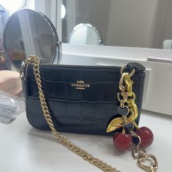 Coach Black Croc-Embossed Nolita 19 Chain Shoulder Bag