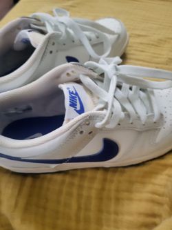 Nike White and Blue Low-Top Sneakers