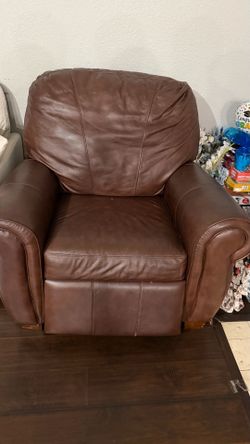 Leather brown reclining chair super comfortable
