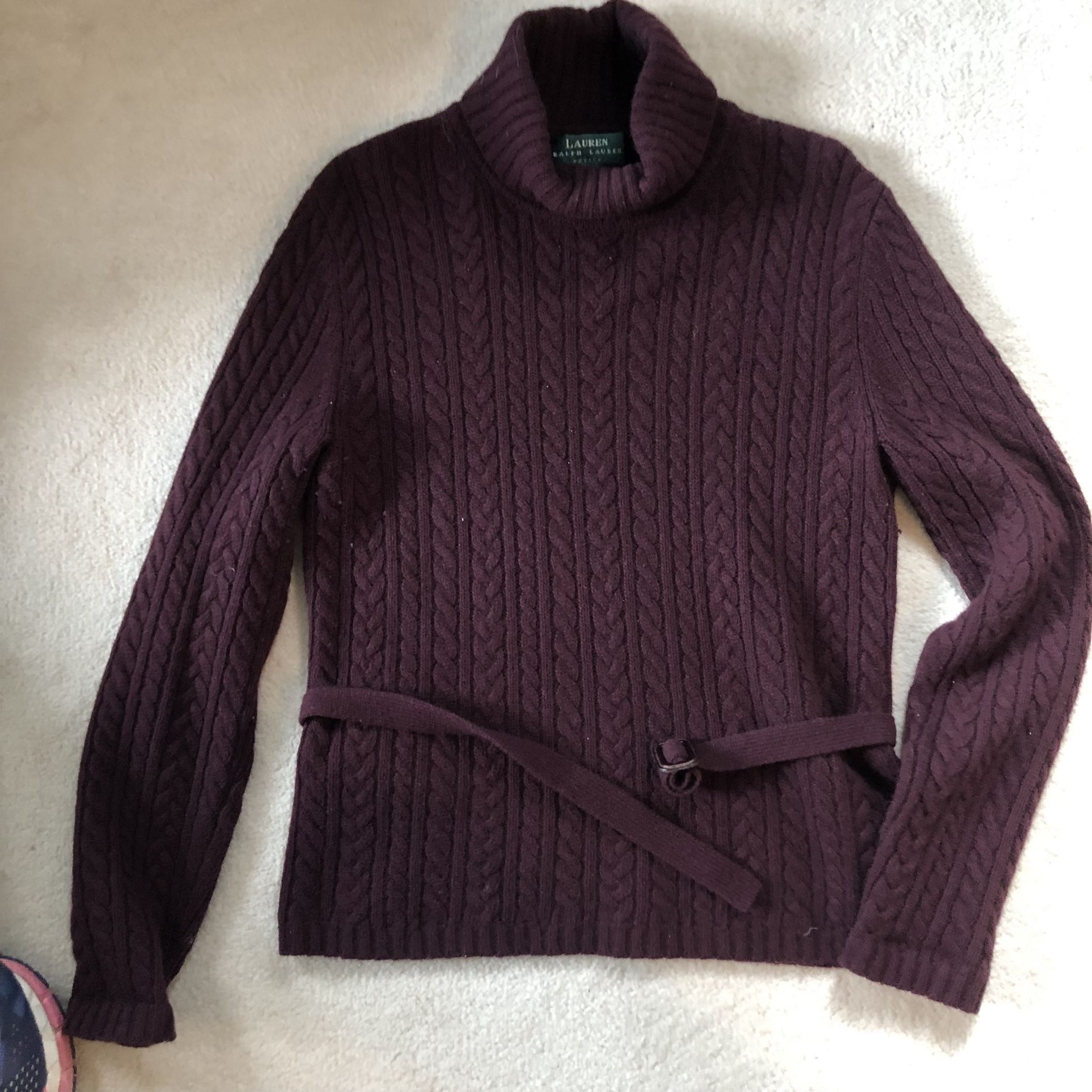 Lauren Ralph Lauren Preowned Women’s PM Eggplant Merino Wool Turtleneck Tunic