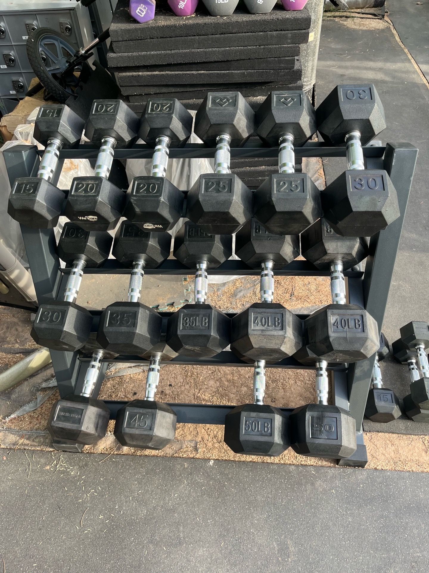 5-50 lb hex rubber dumbbell set weights