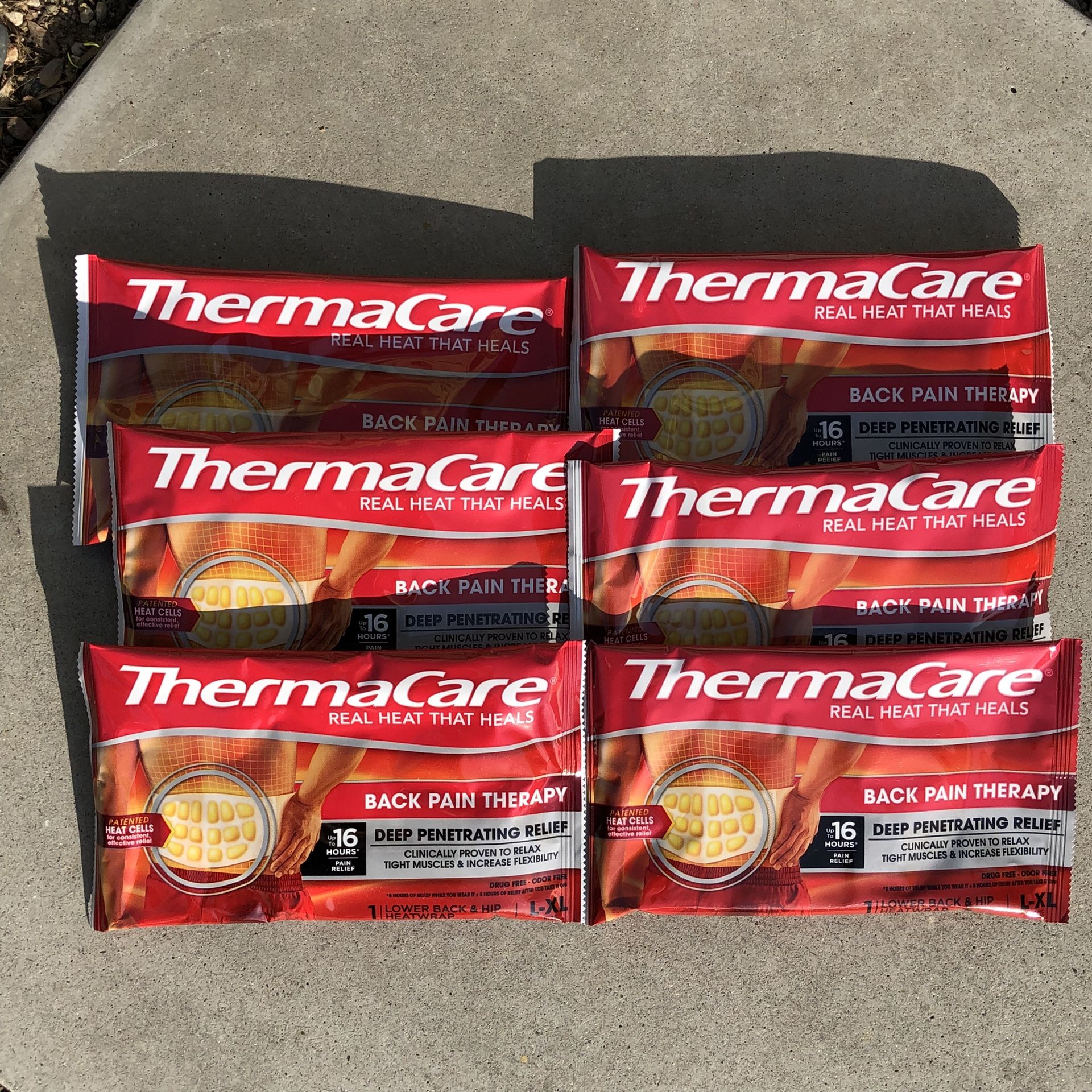 6 x ThermaCare Lower Back & Hip Pain Relief Therapy Heat Wraps (Silver Lake)