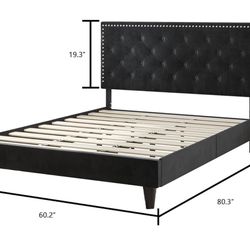 Queen - Black Velvet Bed Frame 