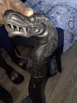 Dragon Head carved  Wooden walking cane
