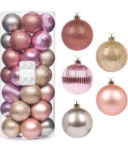 Every Day Is Christmas Shatterproof Balls Set, 35 Pcs (2.75"/70mm, Gold Iridium)