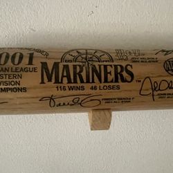 Mariners 2001 American League Western Division Champs 116 Wins Commemorative Bat. 