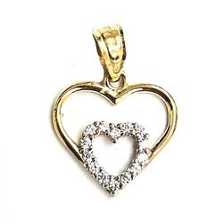 Valentine’s Gift ❤️🎁👩❤️👨, Cubic zirconia heart pendant 14K REAL YELLOW GOLD. Description ⬇️