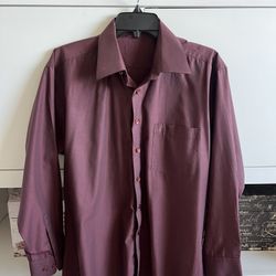 Men’s Long Sleeve Dress Shirt – Burgundy/Maroon – Size 16 32/33 (M)