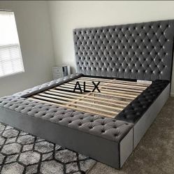 Gray Storage Platform Bed Frame /FREE DELIVERY /