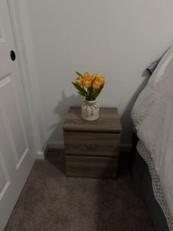 2-2-Drawer Nightstand in Dark Wood Finish