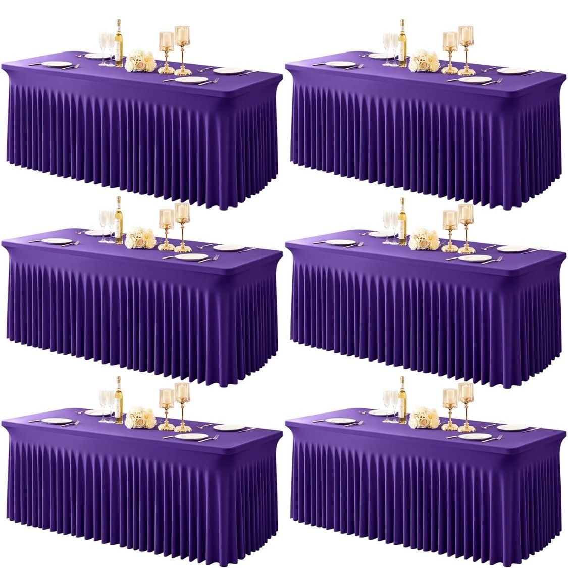 Party Talk 6 Packs Purple Table Clothes for 6 Foot Rectangle Tables ...