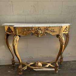 Baroque style gilt & carved timber console table with Marble top