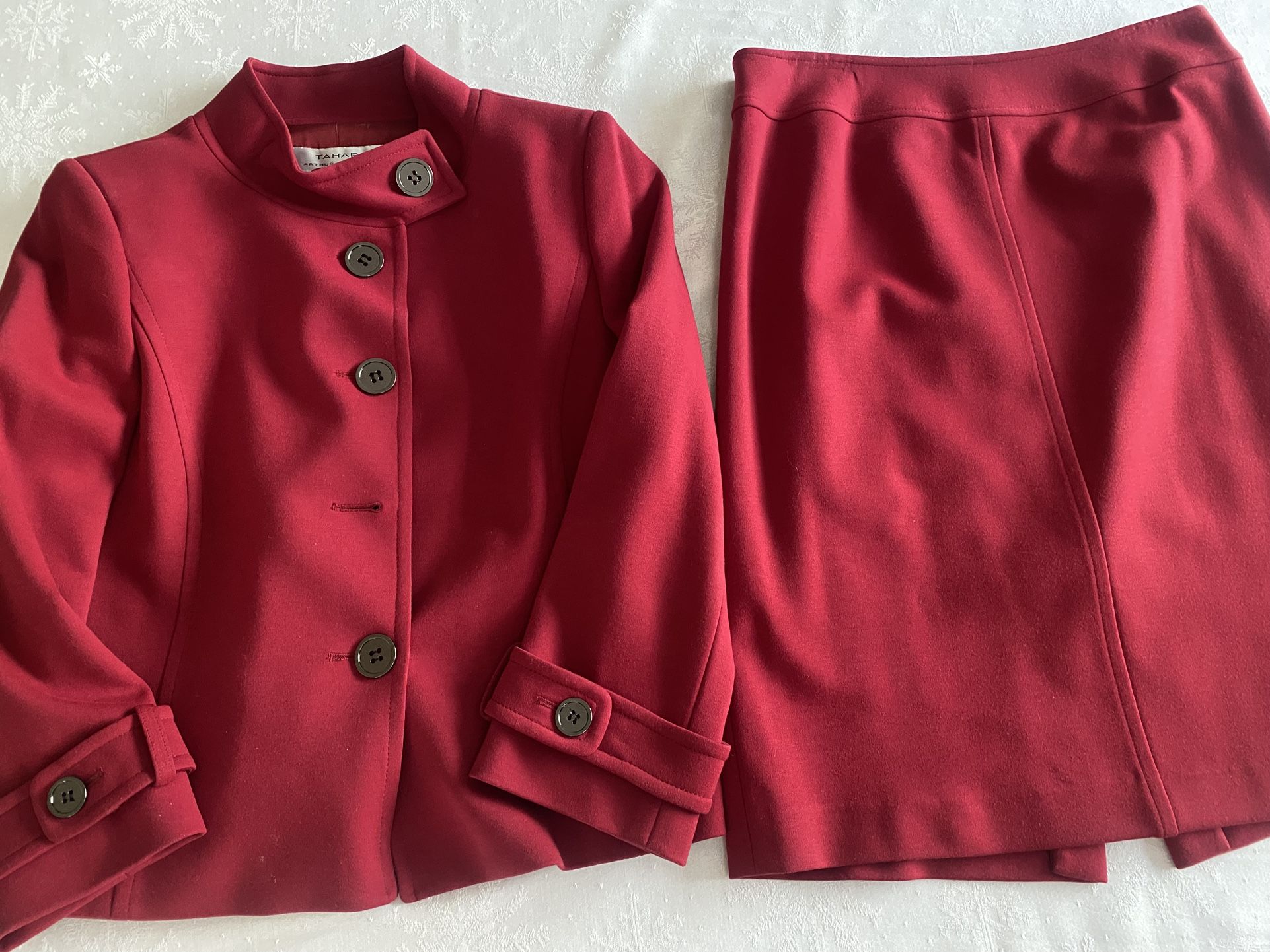 Maroon red Tahari suit, size 8. Dry clean only