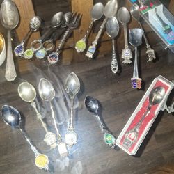 Antique Silver Collectors Spoons. Whole Set 