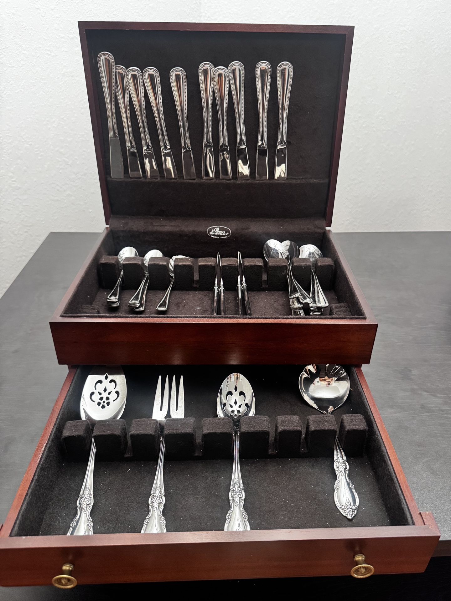 Mahogany Wood Box With Pacific Silver cloth