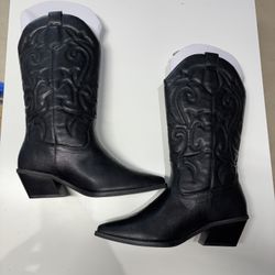 Women’s New Black Western Leather Boots Size 9 
