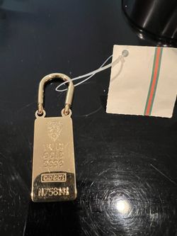 NEW GUCCI Ingot Motif Gold Keychain With Tag & GUCCI box