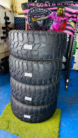 🇺🇸 4 USED TIRES 37X13.50R22LT LANDCASTER M/T LS-67 GRIPPER USED TIRES 37/12.5R22