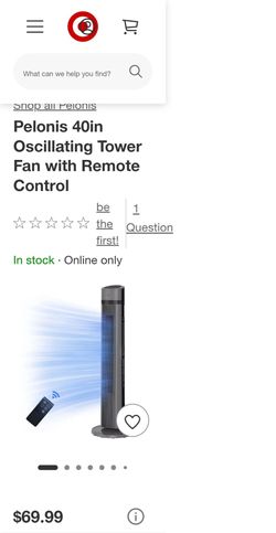 Pelonis 40” Tower Fan + Remote — New, $45 OBO