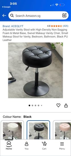 Black adjustable PU leather stool Ac- 03