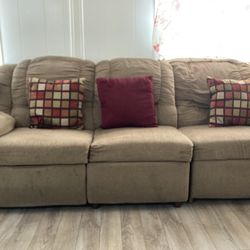 Used Couches (2 Piece Set) Retractable Leg Raise Brown 