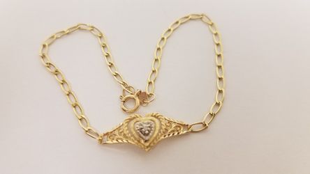 14k gold bracelet with heart charm diamond
