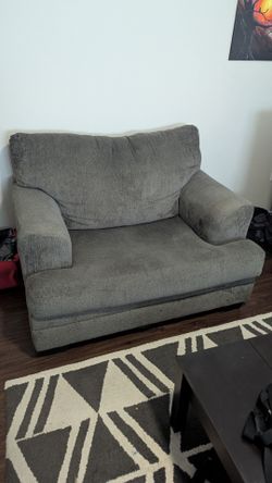 Oversized Gray Fabric Accent Chair
