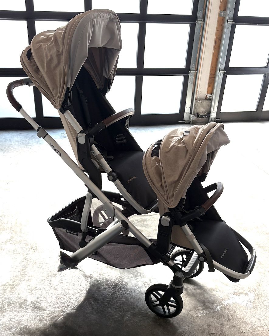 UPPAbaby Vista. STROLLER AND CARRIER ONLY. RUMBLE SEAT SOLD SEPARATELY. V2 Stroller/Convertible Single-to-Double System/Bassinet, Toddler Seat, Bug Sh