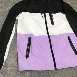 Mens Champs Sports CSG Jacket Zip Purple , Black & White Hooded Windbreaker