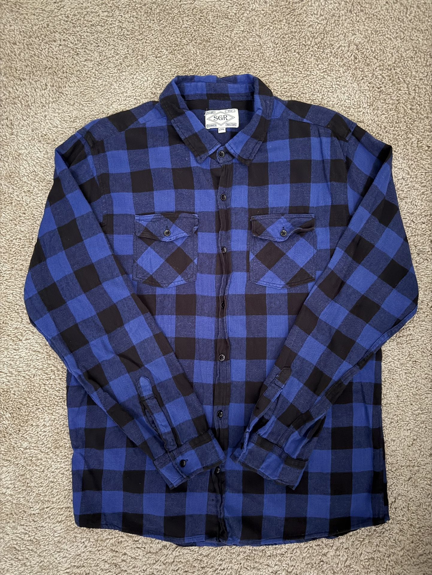 SGR Flannel Royal Blue Black Checkered Quality Fit