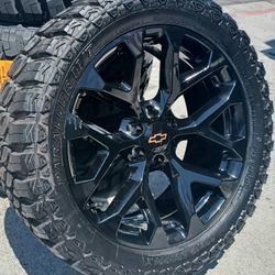 22" Chevy Silverado GMC Sierra Replica Wheels & Tires OFF-ROAD Tahoe Suburban Escalade Yukon Ram Tundra Titan Rims Rines Llantas.. Setof4 