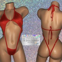 EXOTIC DANCE WEAR: SOLID RED BODYSUIT 