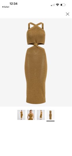 Express Halter Cutout Knot Front Midi Sweater Dress