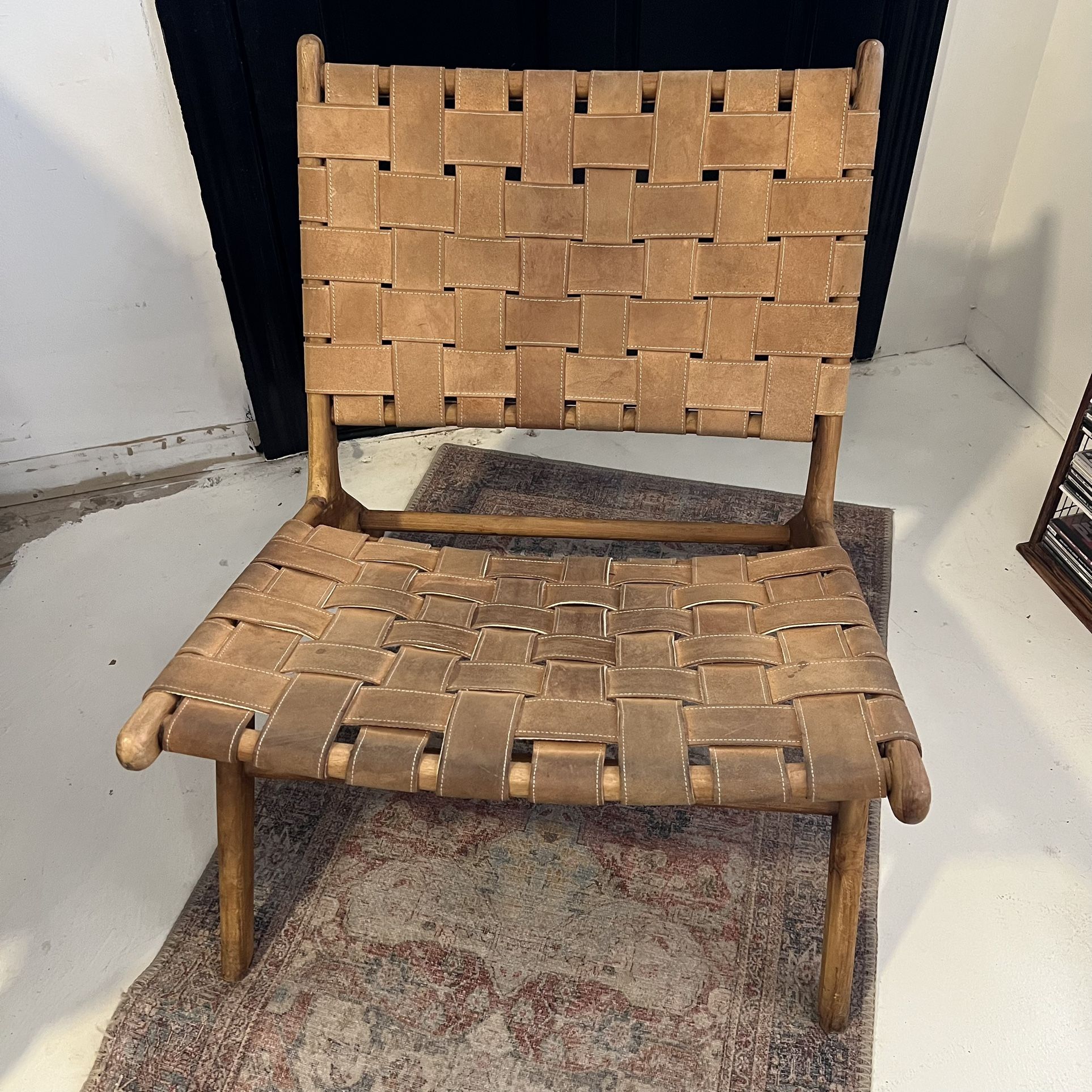 Leather Woven Accent Chair