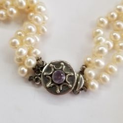 Triple Strand Pearl Necklace 