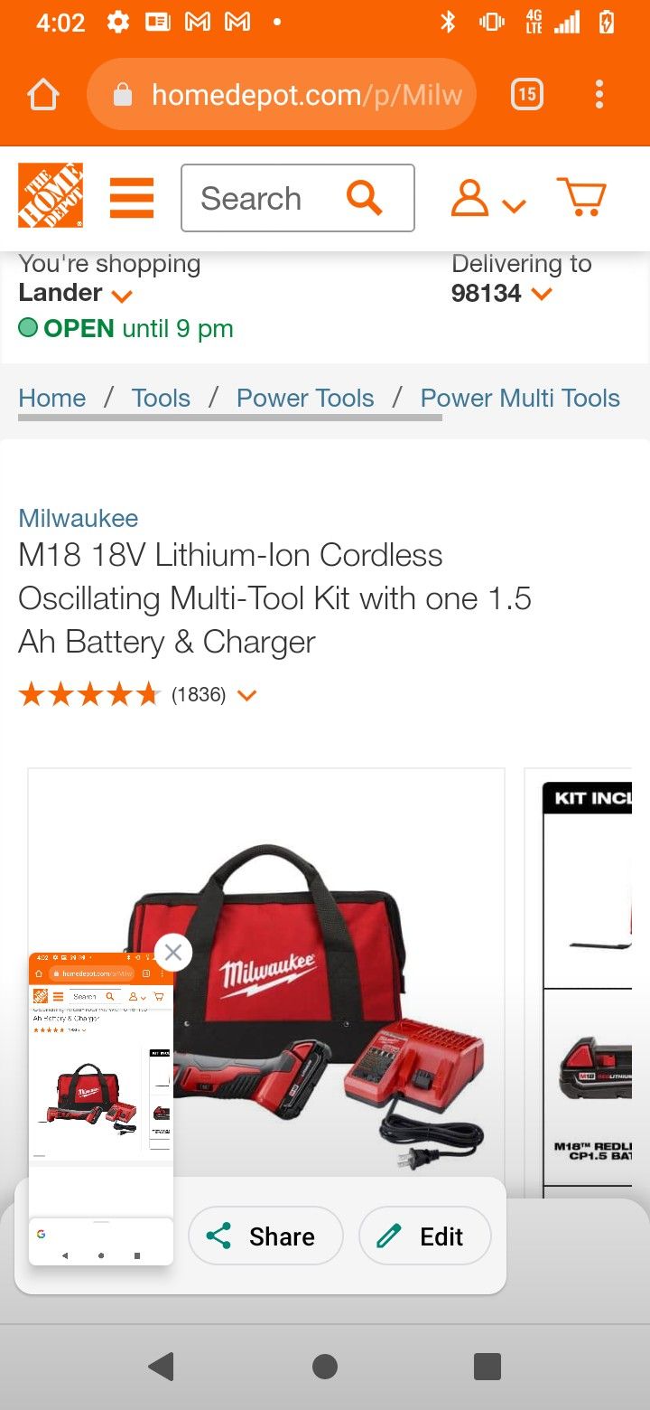 Milwaukee M18 Multi Tool With One Battery